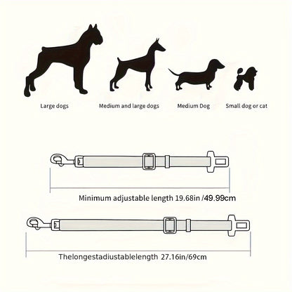 Retractable Pet Safety Seat Belt - 1pc Dog & Cat Car Travel