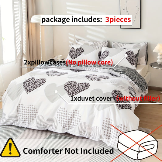3-Piece Multicolor Printed Duvet Cover Set - Luxuriously Soft & Comfortable Bedding - Fashionable Design - Includes 1 Duvet Cover + 2 Pillowcases - Ideal for Bedrooms & Guest Rooms - (No Duvet Core)