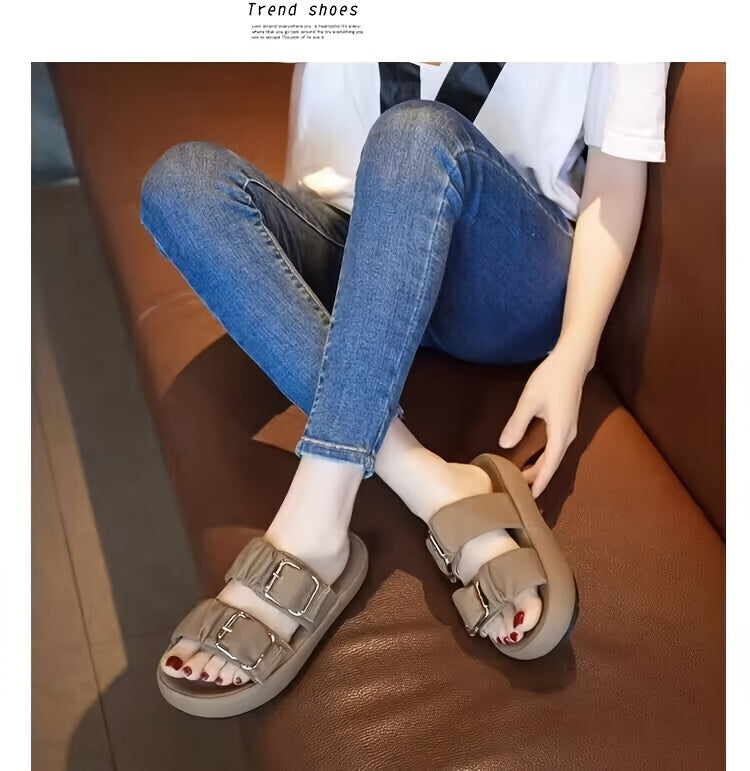 [New Style Thick Sole Slippers] New Style Thick Sole Slippers - Anti-slip Beach Slippers for Pregnant Women in Summer 2024 - Cool High-end One-Word Slippers