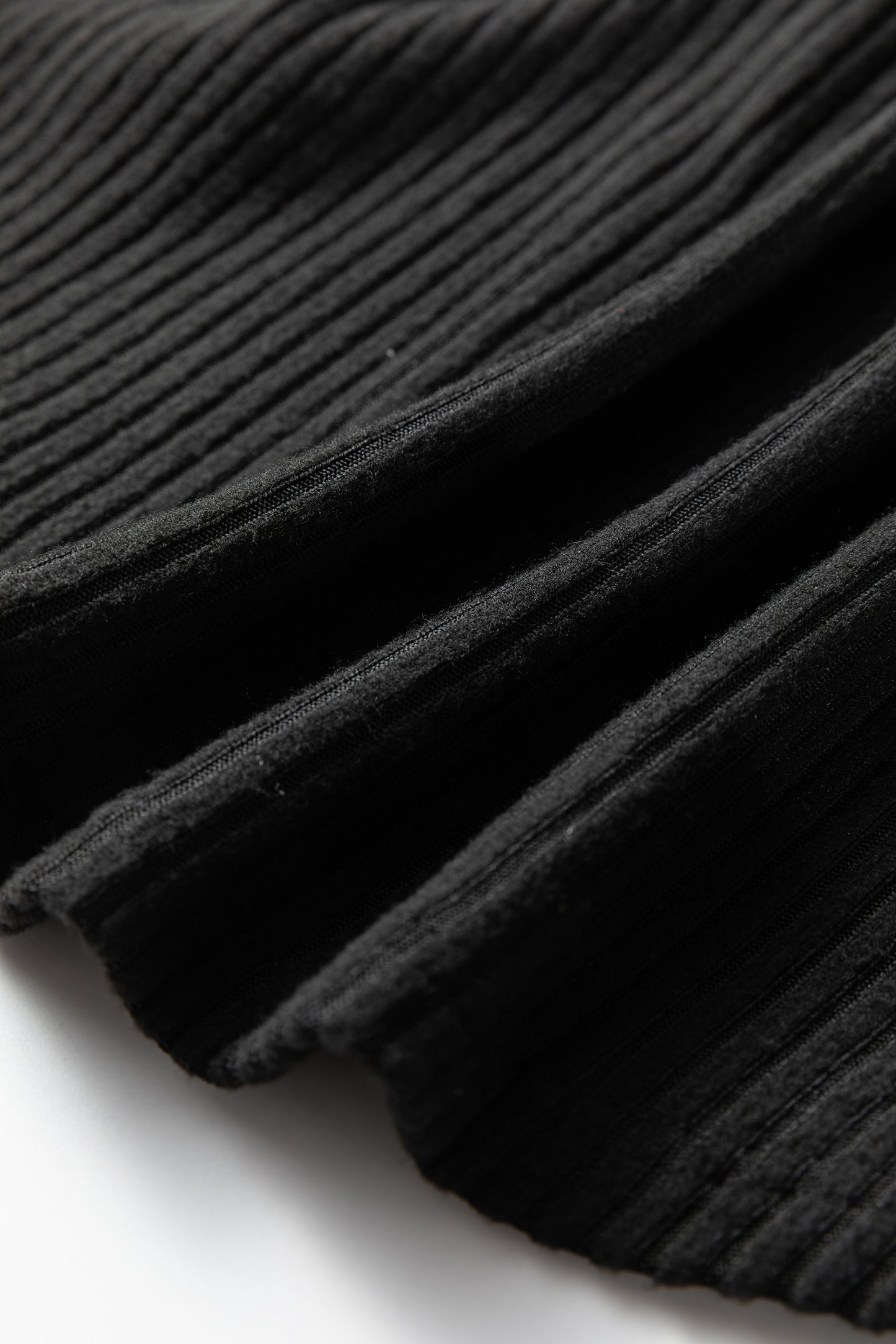 Black Ribbed Notched Neck Knit Long Sleeve Leggings Two Pieces Lounge Set