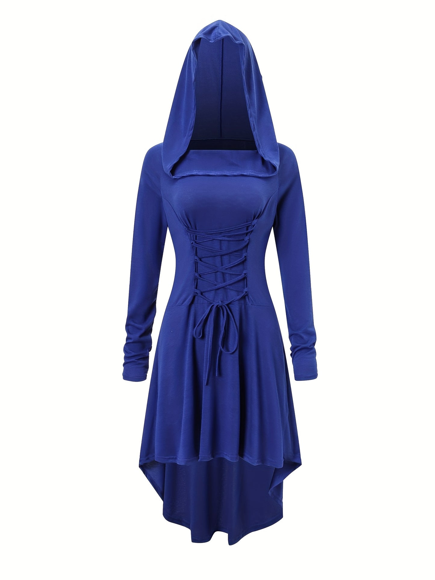 Gothic Witch Cosplay Dress, Medieval Renaissance Halloween Cosplay Hooded Costume, Women's Clothing