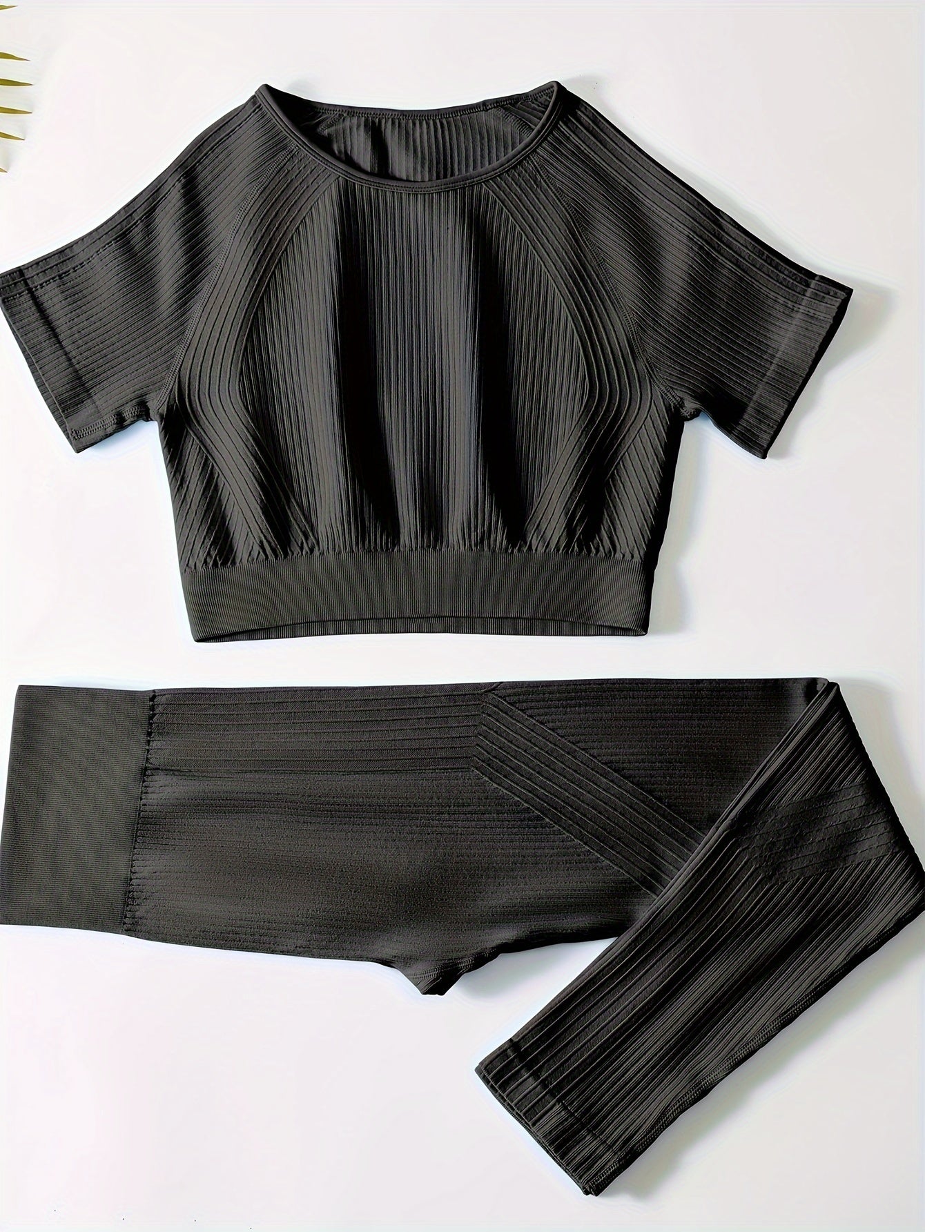 3 2-piece Sports Sets, Stretchy Crop Tops And Leggings, Women's Seamless High Elasticity Gym Yoga Outfits