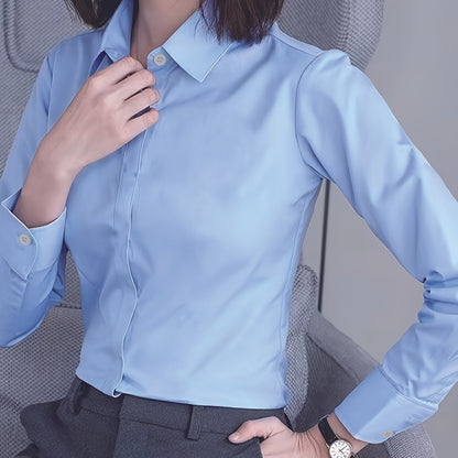 2024 Women's Professional Long Sleeve Shirt - Slim-Fit Square Neck Blouse with Semi-Sheer Fabric, White Office Workwear for Spring/Summer, Middle Eastern-Inspired Elegant Work Attire, Work Blouse