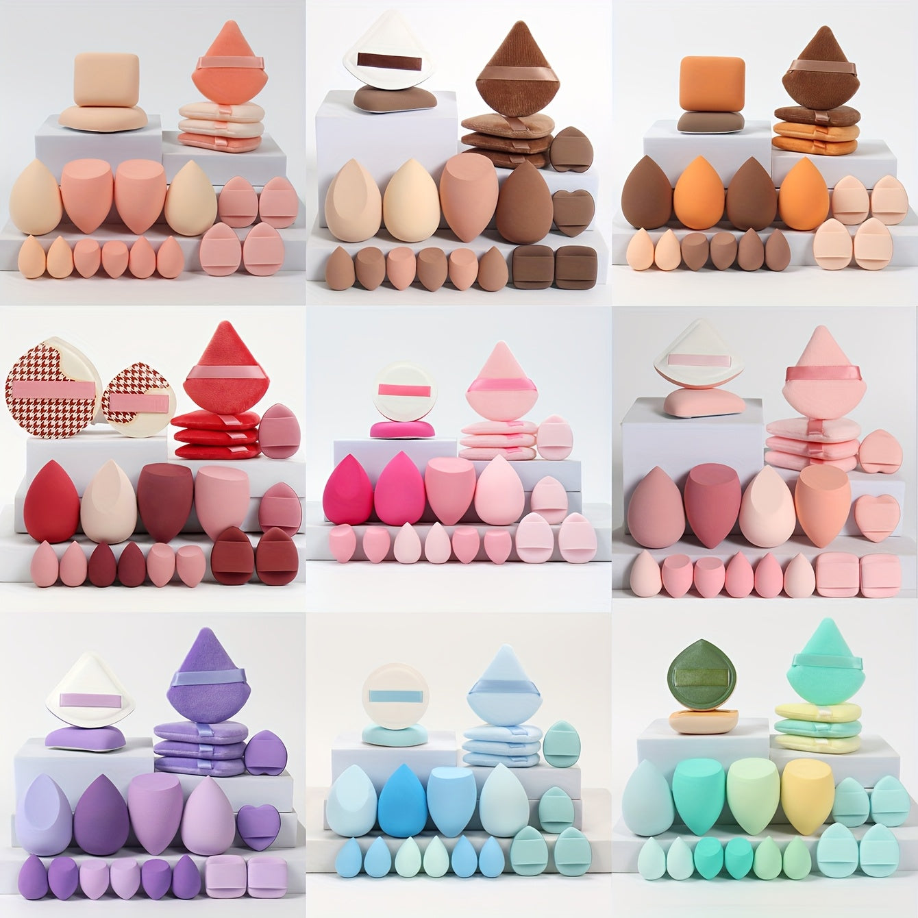 Marshmallow 20pcs Set, 2 Cushion Puffs & 4 Loose Puffs & 4 Makeup Sponges & 6 Mini Makeup Sponges & 4 Mini Cushion Puffs, Beauty Makeup Sponges Mixed with BB Cream, Liquid Foundation, Concealer for Use, Especially Suitable fo