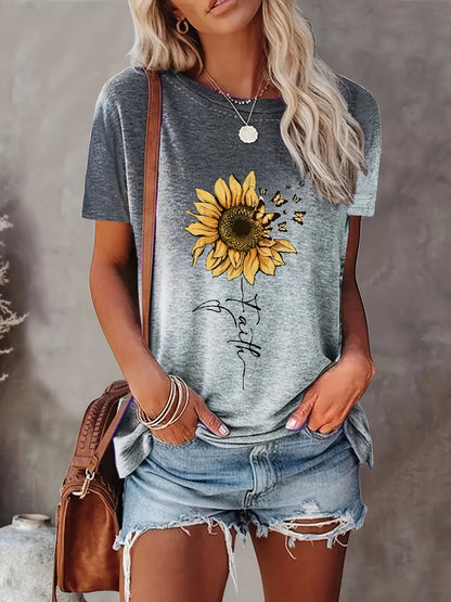 graphic print t-shirt, short sleeve crew neck casual top for summer & spring, Women's clothing, Half Sleeve T Shirts for Women, Summer for Women T Shirt, Womens Tshirts, T Shirt, Spring Fashion, Relaxed Fit, Trendy Tshirt, Br