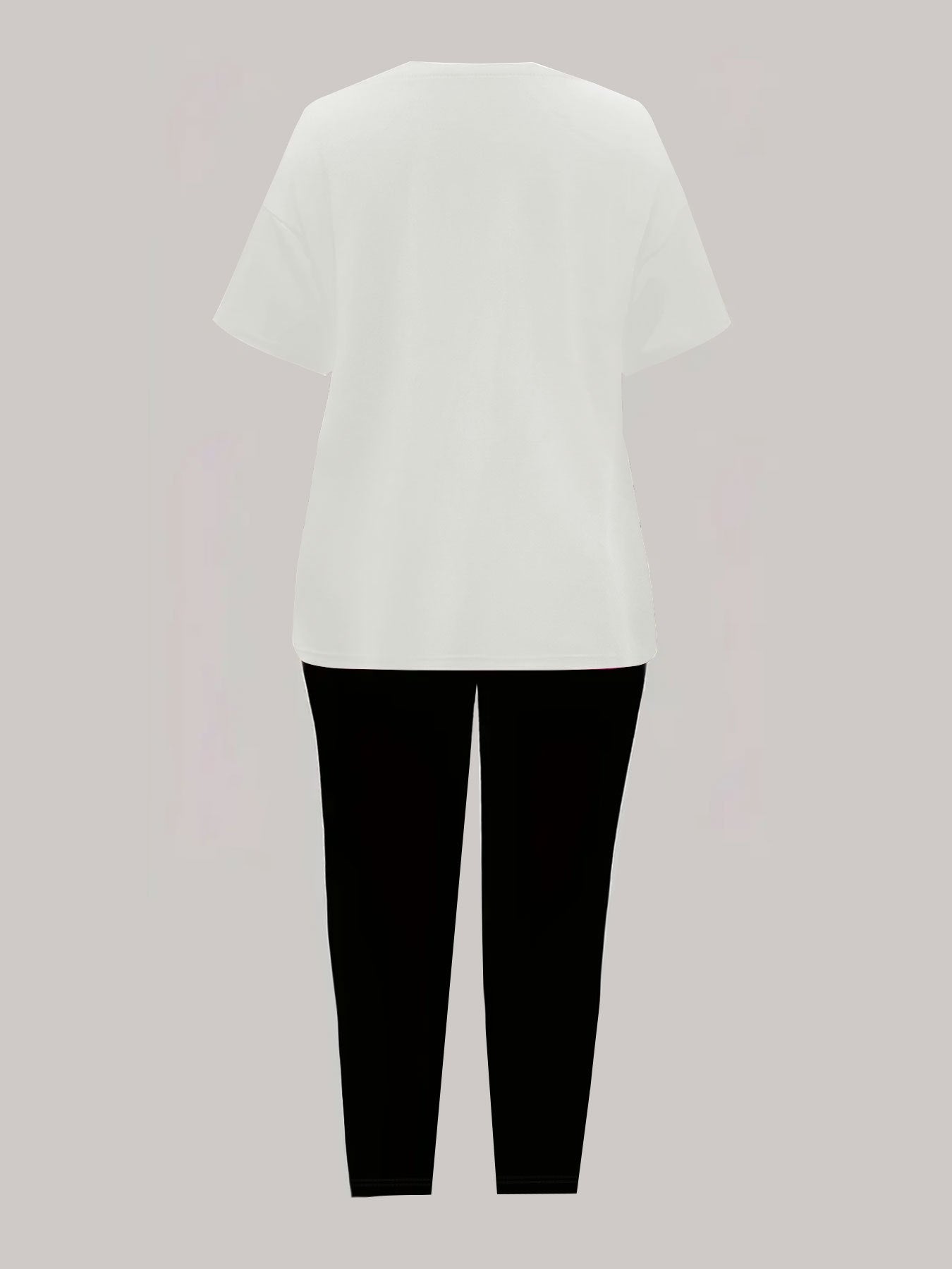 Women'S K-WAY Graphic Print Short Sleeve Crop Top & High-Waisted Leggings Set - Black with White Lettering, Stretchy Polyester Blend, Casual Streetwear Style, Spring/Summer Collection, High Waisted