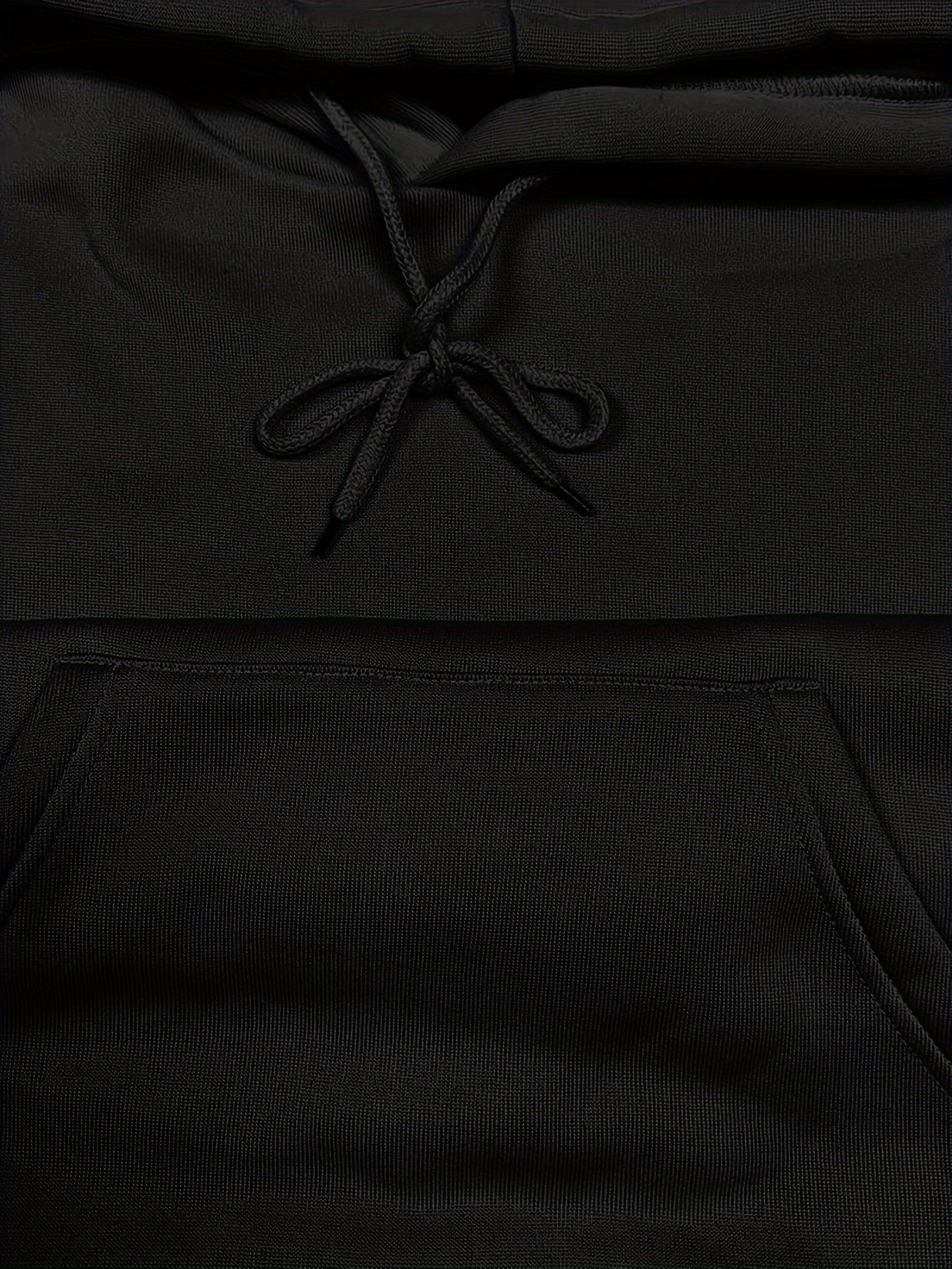 Solid Kangaroo Pocket Hoodie Without Pants, Casual Long Sleeve Drawstring Hoodies Sweatshirt, Women's Clothing