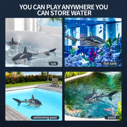 BABYHOME TEMI Remote Control Shark 1:18 High Simulation Scale Fish With Light & Spray Water For Lake Bathroom Pool Toys For Kids Boys Halloween Christmas Birthday Gift