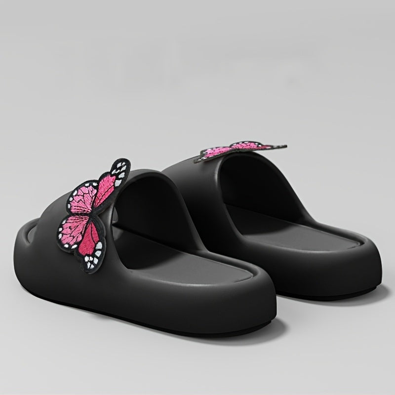 Women'S Stylish Pink Butterfly Slippers - Lightweight EVA, Non-Slip Sole, Perfect for Indoor, Bathroom, and Beach Use, Casual Slip-On Sandals|Playful Accessory|Eva Upper Sandals