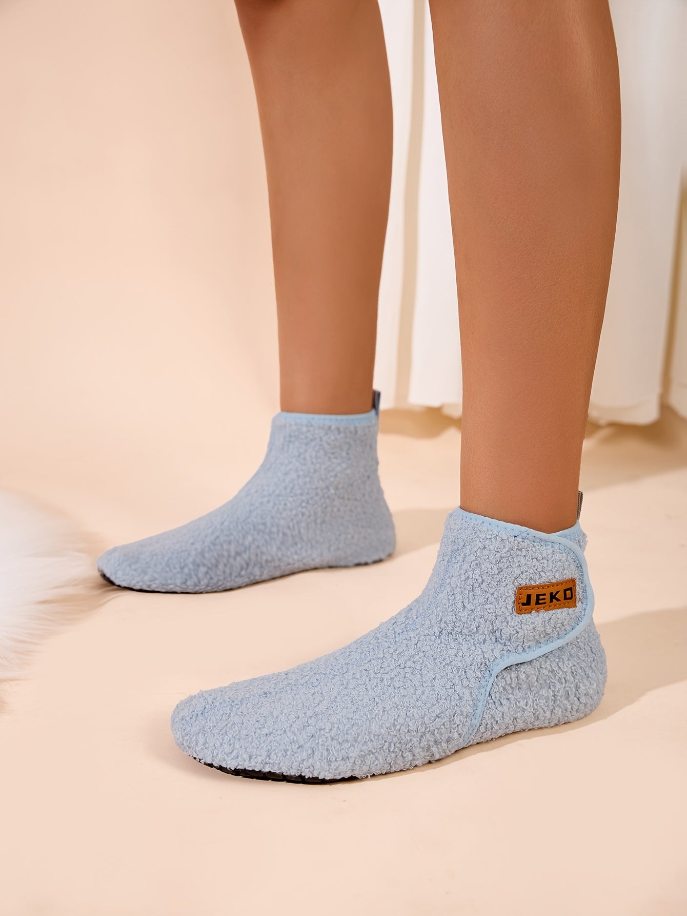 Women's Winter Warm Slip-On Slippers with Closure - Soft Fabric Indoor/Outdoor House Shoes, Non-Slip Rubber Sole & Plush Lining for Cozy Comfort, Light Blue, Indoor Slippers, Home Comfort, Simple Style, Comfortable Fit, Home
