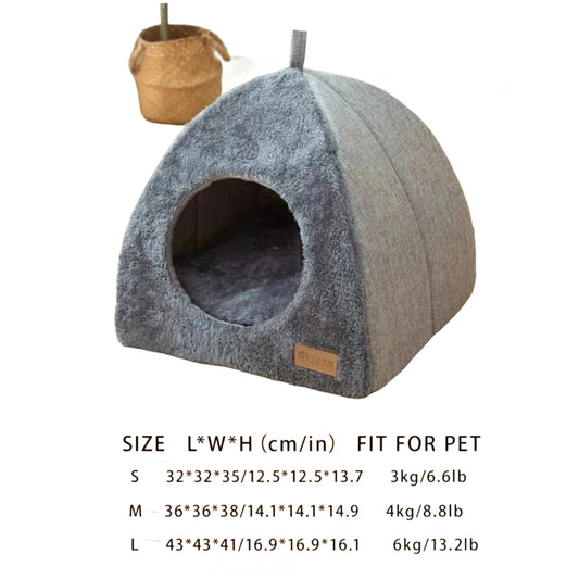 1pc Cozy Semi-enclosed Cat Bed - Dogs Pet Tent Cave For Comfortable Sleeping And Nesting