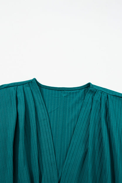 Green-2 Shimmer Ribbed Texture Plus Size Cardigan