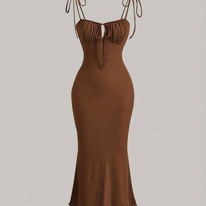 Lace Up Cut Out Ruched Dress