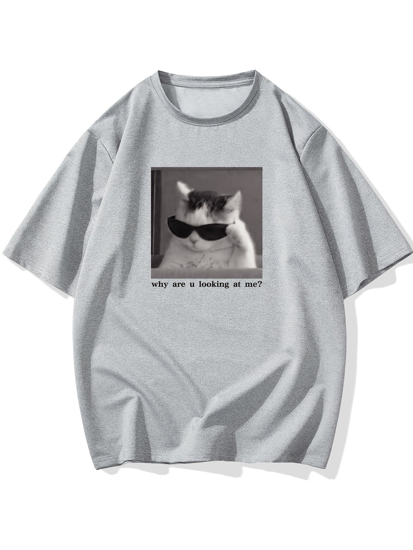 Cool Cat Graphic T-shirt, Men's Casual Multicolor Loose Short Sleeve Shirt