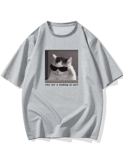 Cool Cat Graphic T-shirt, Men's Casual Multicolor Loose Short Sleeve Shirt
