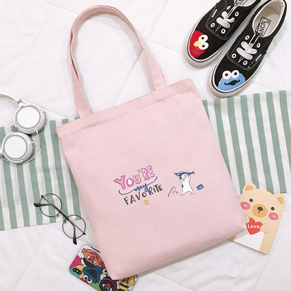 Bag Women's New Cartoon Cute Student Shoulder Bag Canvas Tote Bag