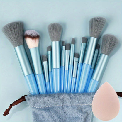 13PCS Soft Fluffy Makeup Brushes Set With Makeup Sponge For Cosmetics Foundation Blush Powder Eyeshadow Kabuki Blending Makeup Brush Beauty Tool
