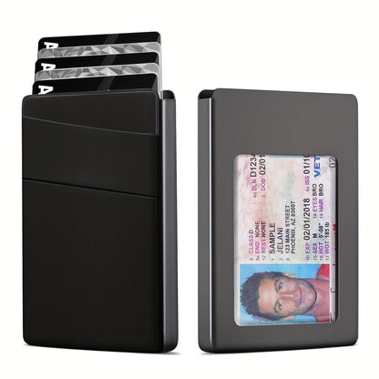 RFID-Secure Aluminum Credit Card Holder - Pop-Up Access, Slim & Lightweight - Perfect Gift for Men