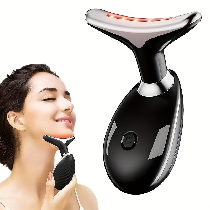 7-Color LED Vibrating Neck Device, Skin Beauty Equipment, Facial Massager for Both Face And Neck, Perfect As a Gift, Neck Massager, Facial Massager, Vibrating Massager, Vibr