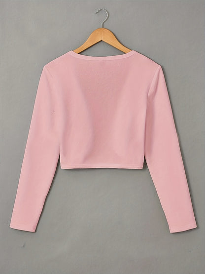 Chic Solid Color Cropped Jacket - Stylish Open Front, Long Sleeve Comfort - Ultra-Versatile Spring & Fall Outwear for Women