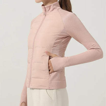 Autumn Winter Sport Seamless Splicing Down Jacket Women Thin Down Jacket For Women Ultralight Puffer Jacket Running Jacket