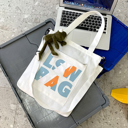 New Ins Letter Canvas Bag Unisex Diagonal Bag With Pendant Bag Dual-Purpose Canvas Bag