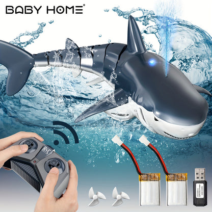 BABYHOME TEMI Remote Control Shark 1:18 High Simulation Scale Fish With Light & Spray Water For Lake Bathroom Pool Toys For Kids Boys Halloween Christmas Birthday Gift