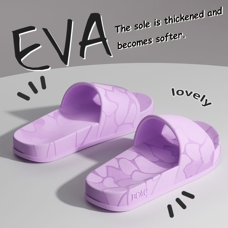 ECAC Women'S EVA Slide Sandals - Thick Cushioned Indoor/Outdoor Slippers with Geometric Pattern, Lightweight & Comfortable for Bathroom, Hiking, and Casual Wear, Hiking Footwear | Stylish Slipons | EVA Upper Material, Slipper