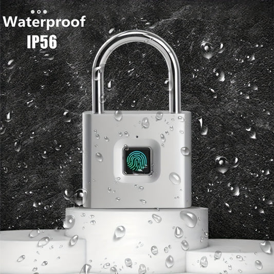 Compact Smart Fingerprint Padlock - Waterproof, Keyless Security, USB Rechargeable, Lightweight Aluminum - Ideal for Luggage, Suitcases & Backpacks