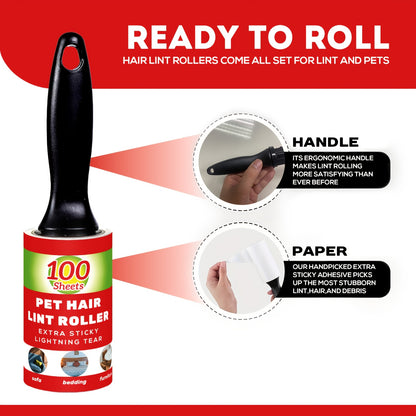 [100 Sheets Pet Hair Remover Rollers] Value Pack of 100/300/400/600 Sheets of Pe
