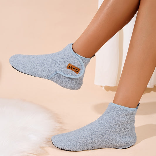 Women's Winter Warm Slip-On Slippers with Closure - Soft Fabric Indoor/Outdoor House Shoes, Non-Slip Rubber Sole & Plush Lining for Cozy Comfort, Light Blue, Indoor Slippers, Home Comfort, Simple Style, Comfortable Fit, Home