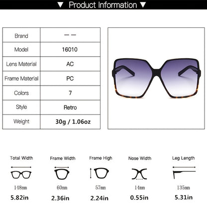 Fashion Women Oversize Sunglasses Gradient Lens Plastic Big Frame For Driving Travel