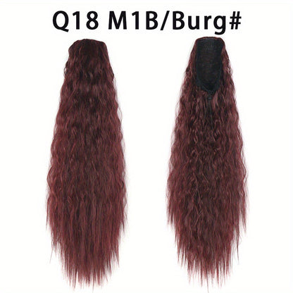 Long Curly Drawstring Ponytail For Women, 55.88cm Black Curly Ponytail Hair Extension, Synthetic Clips In Drawstring Ponytail For Daily Use (Natural Black)