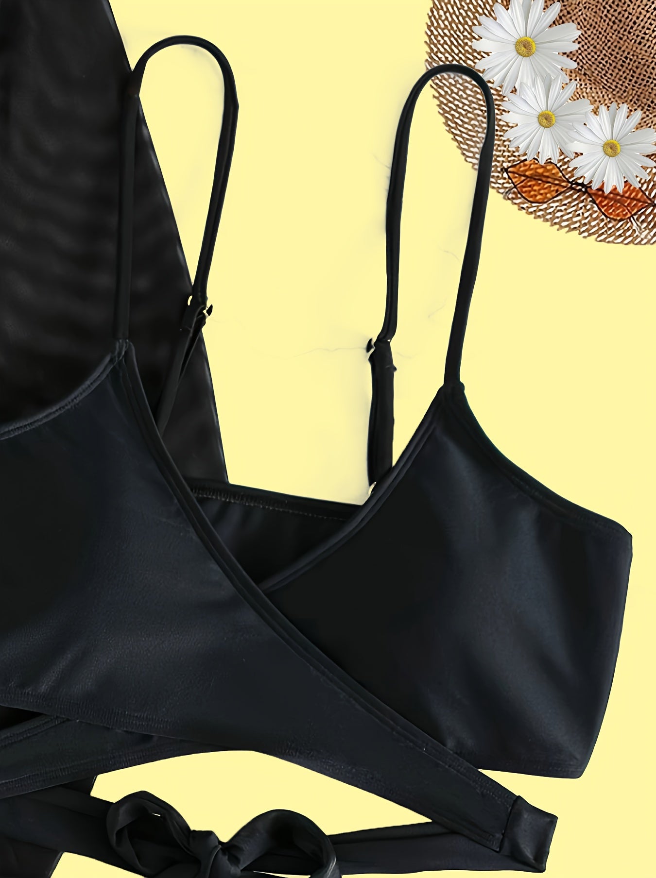 3-Piece Womens Sheer Black Long Sleeve Bikini Cover Up Set - High Stretch, Cross Strap, Cut-Out High Waist, Machine Washable, Knit Fabric, Solid Color, No Printing - Perfect Summer Fashion for Beachwear, Poolside Apparel