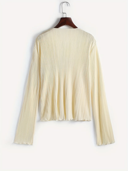 Women's Sheer Mesh Flare Sleeve Crop Top