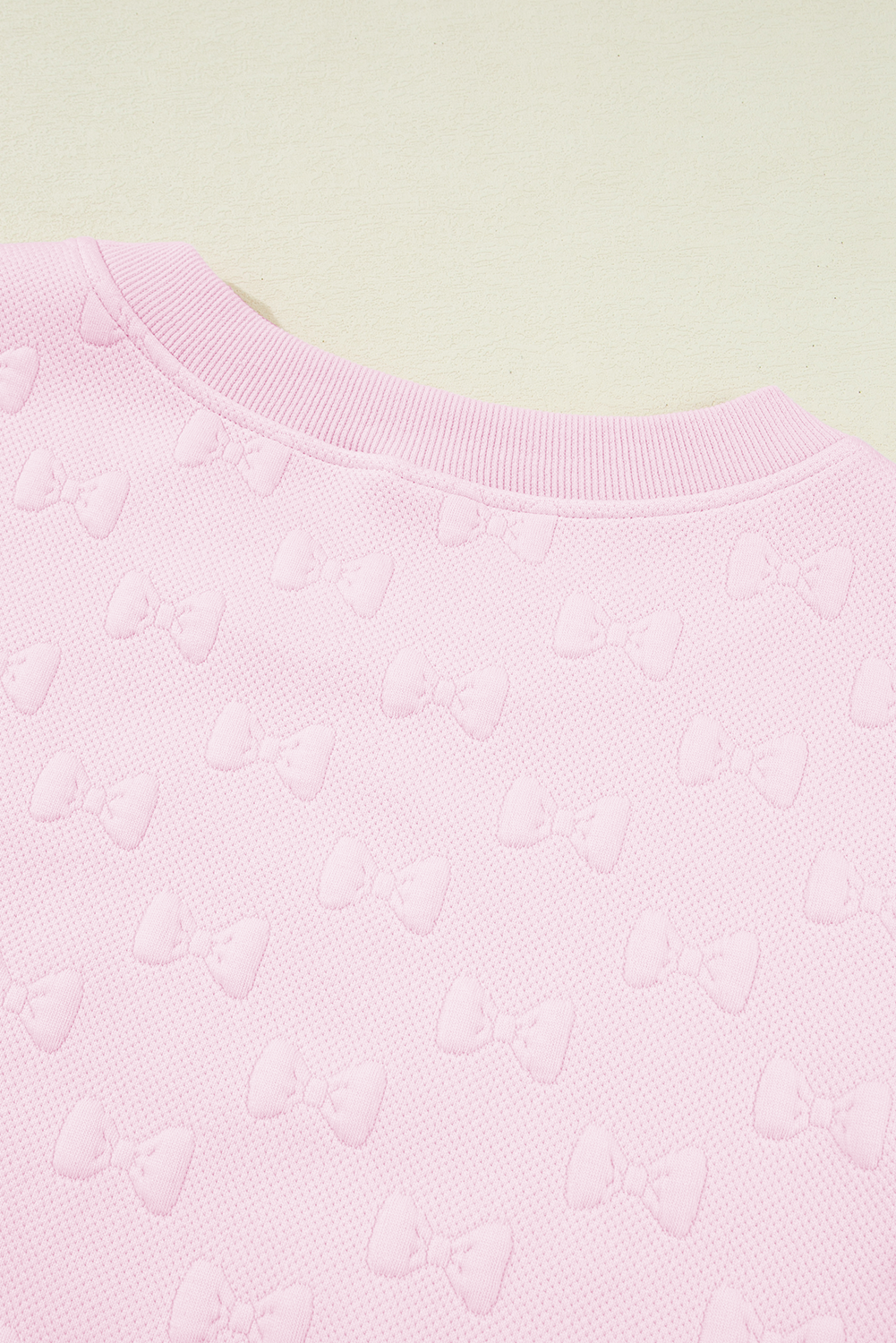 Pink Bow Jacquard Ruffle Sleeve Short 2pcs Outfit