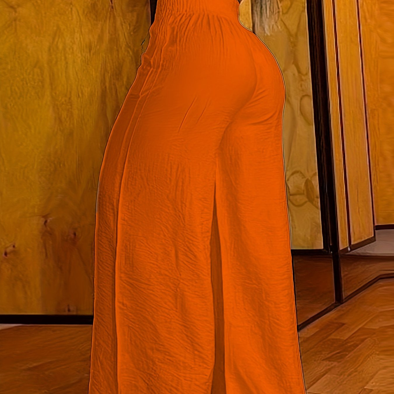 Abstract Face Print Pants, Casual Wide Leg High Waist Pants, Women's Clothing