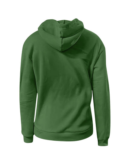 Solid Kangaroo Pocket Hoodie Without Pants, Casual Long Sleeve Drawstring Hoodies Sweatshirt, Women's Clothing