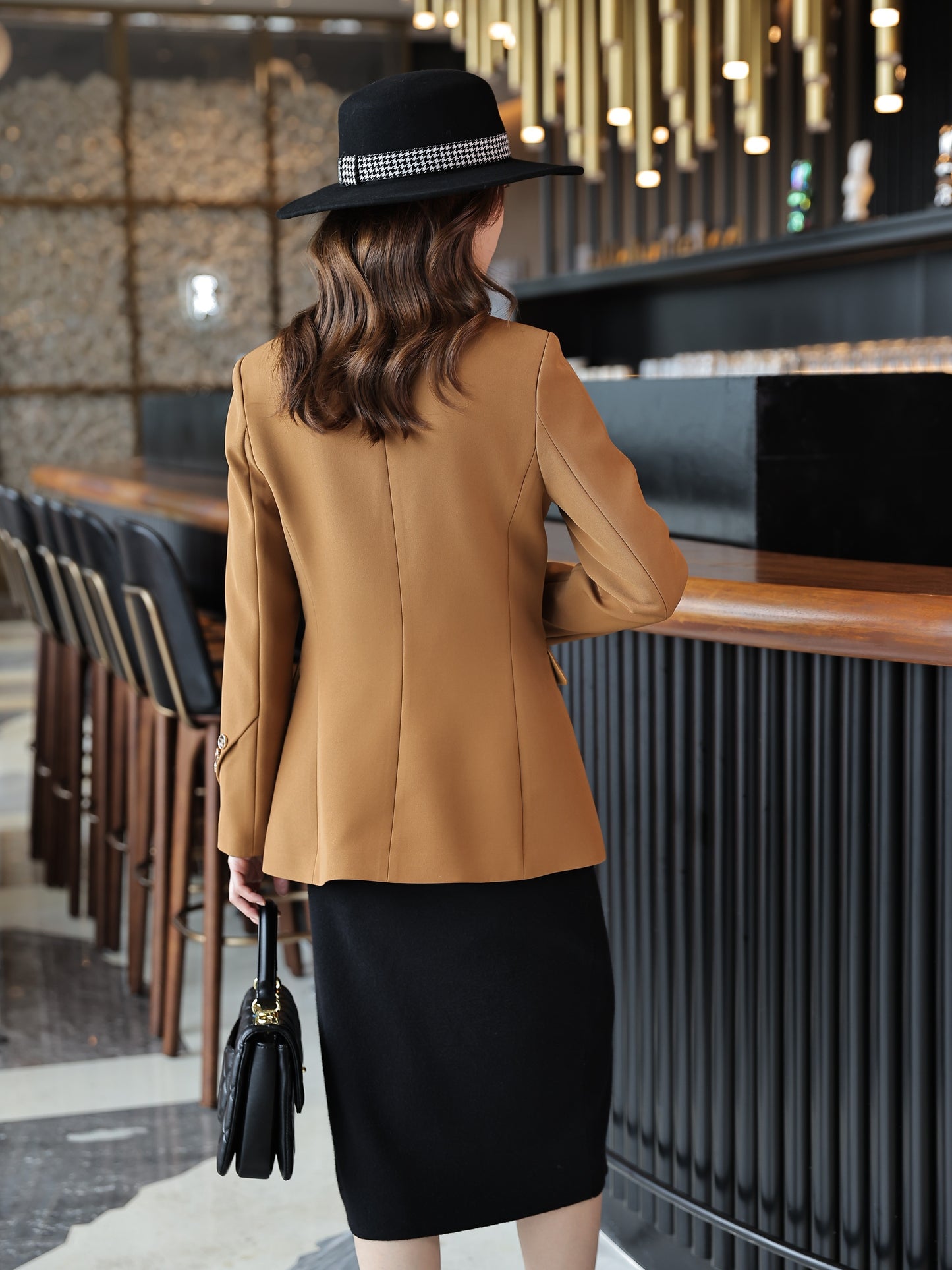 Elegant Black Blazer with Golden Buttons - Stylish Long Sleeve Women'S Blazer for Work & Casual, Autumn & Winter, Casual Workwear | Elegant Blazer | Stylish Button Detail, Blazers for Women