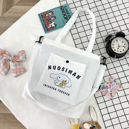 Summer New Women's Shoulder Bag Small Fresh Student Campus Canvas Bag Three-Dimensional Small Animal Pattern Messenger Bag