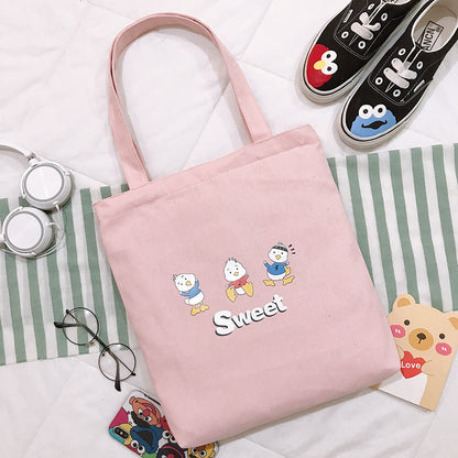 Bag Women's New Cartoon Cute Student Shoulder Bag Canvas Tote Bag