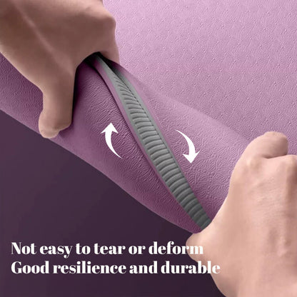Foldable eco-friendly TPE yoga mat: double-sided, non-slip, for travel, exercise, Pilates & floor workouts