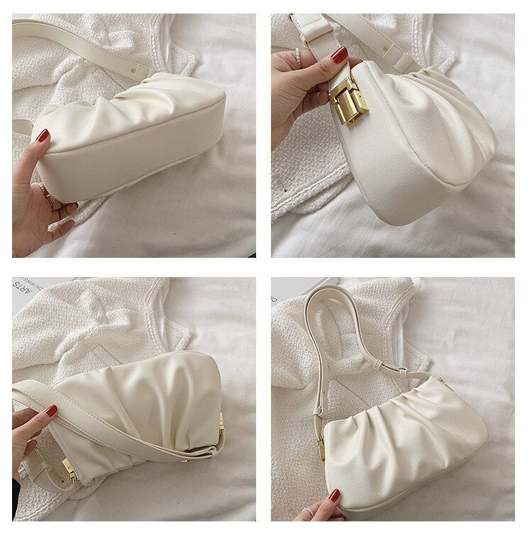 Vintage Cloud Women Shoulder Bag PU Leather Crossbody Bags New Autumn Winter Female Under Arm Bag Fashion Solid Purse Bags