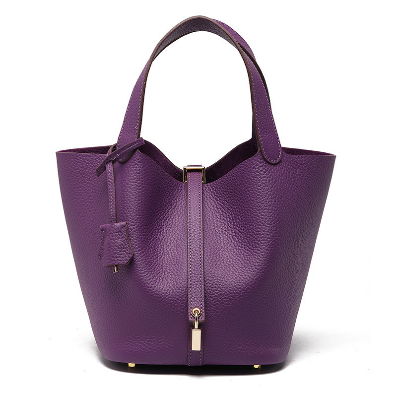 Head layer cowhide bucket bag women's leather high-end handbag