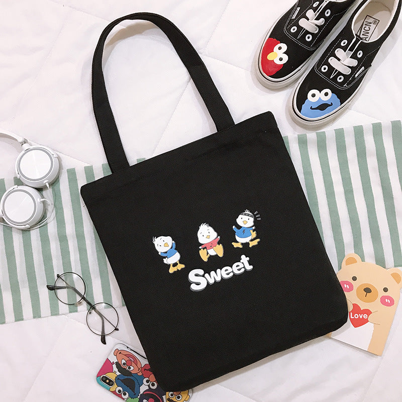 Bag Women's New Cartoon Cute Student Shoulder Bag Canvas Tote Bag