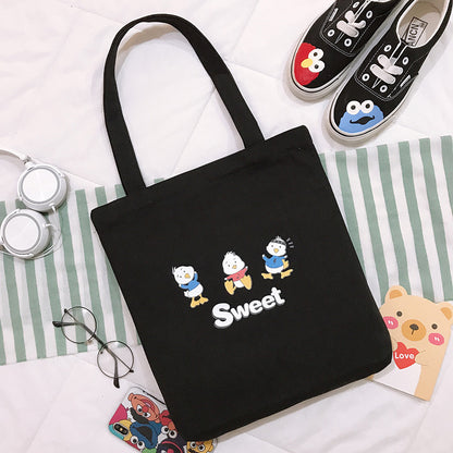 Bag Women's New Cartoon Cute Student Shoulder Bag Canvas Tote Bag