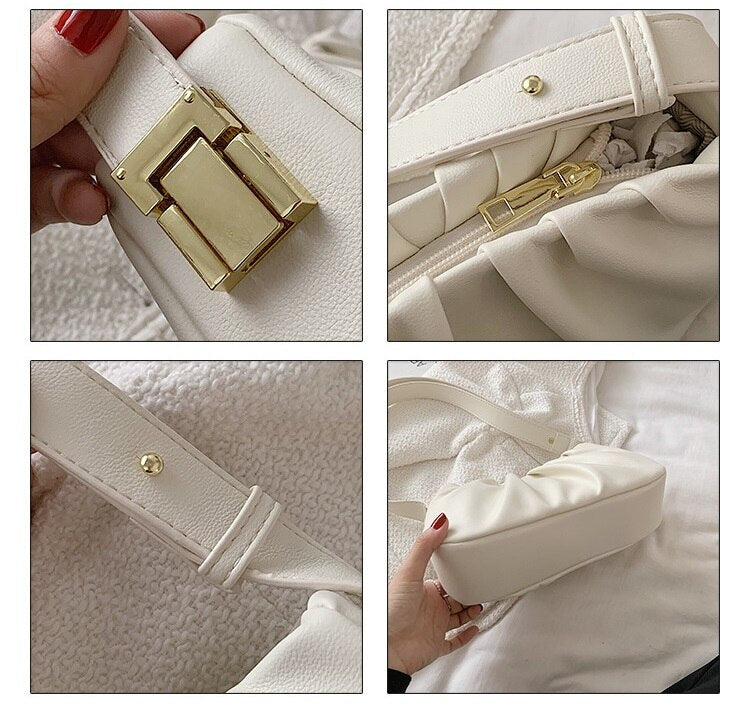 Vintage Cloud Women Shoulder Bag PU Leather Crossbody Bags New Autumn Winter Female Under Arm Bag Fashion Solid Purse Bags