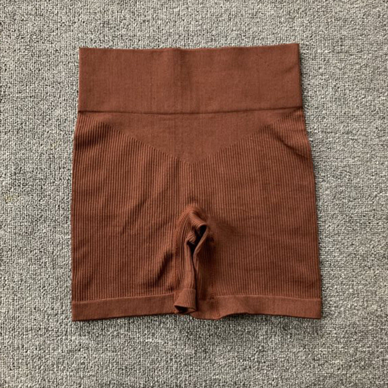 Sports Running Seamless Ribbed Long Sleeve Yoga Fitness Set, Bodycon High-Waisted Backless T-Shirt, Quick-Dry Workout Apparel