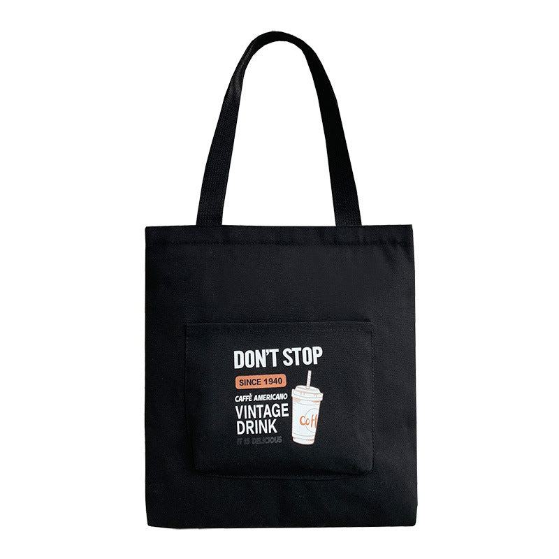 Women's One-Shoulder Korean Letter Messenger Bag Student Trend Portable Large Capacity Canvas Bag Simple Small Fresh Canvas Bag