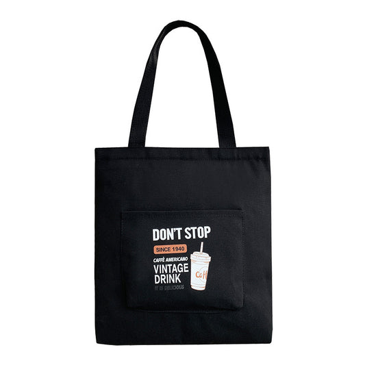 Women's One-Shoulder Korean Letter Messenger Bag Student Trend Portable Large Capacity Canvas Bag Simple Small Fresh Canvas Bag